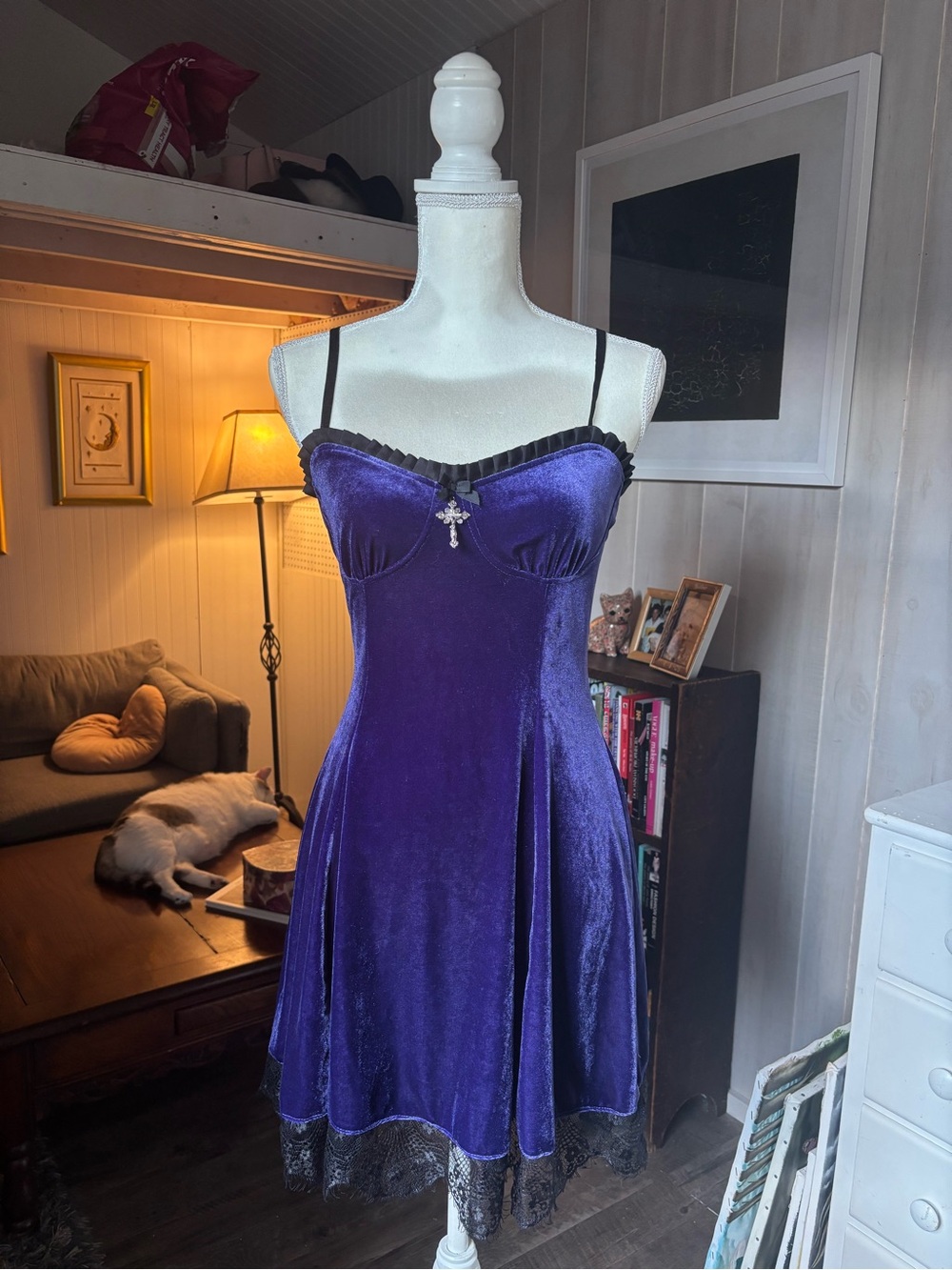 Purple Velvet Slip Dress